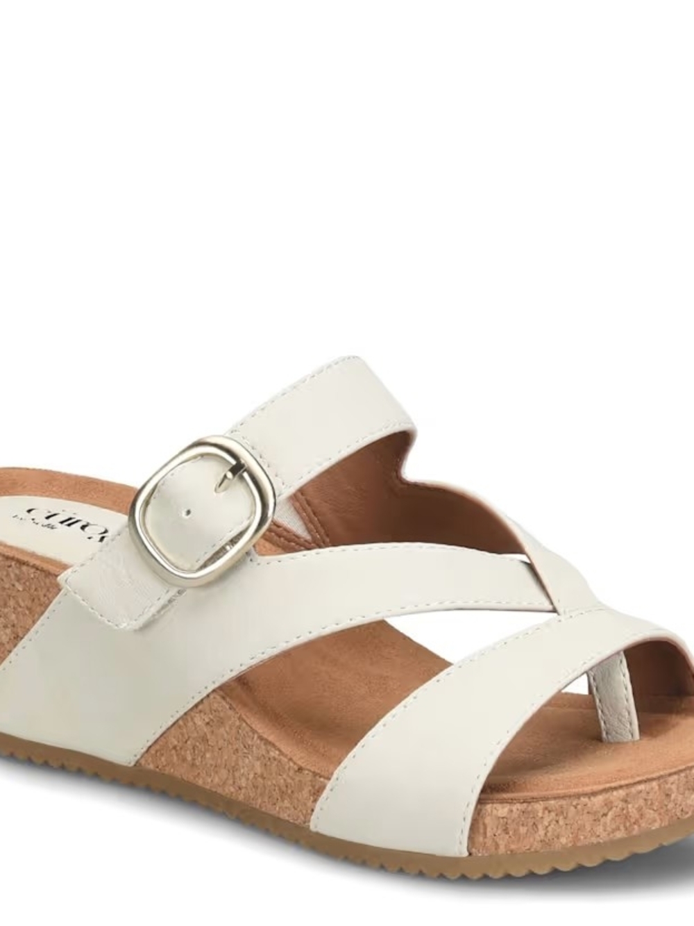 Sofft Cream Crisscross Wedge Slide Sandals - Picture 2 of 3